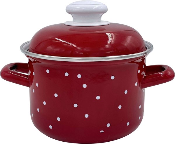 Кастрюля Лысьвенские эмали White Dots Вишневый 1610АП2/8Вш - фото