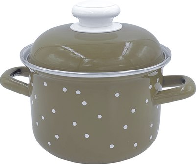 Кастрюля Лысьвенские эмали White Dots Каменно-серый 1615АП2/8Кс - фото