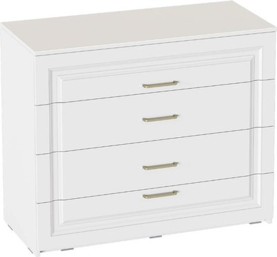 Комод Мебельград Манхеттен 4 ящика (белый аляска/айс) - фото