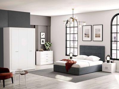 Комод Мебельград Манхеттен 4 ящика (белый аляска/айс)