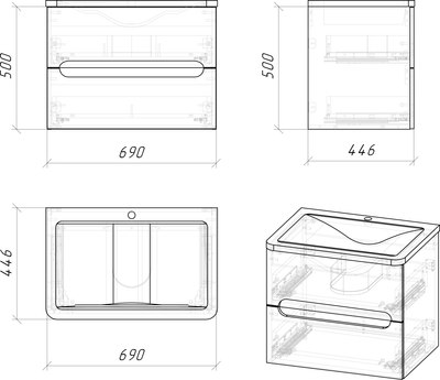 Тумба под умывальник Grossman Адель-Норма-70 / 107017