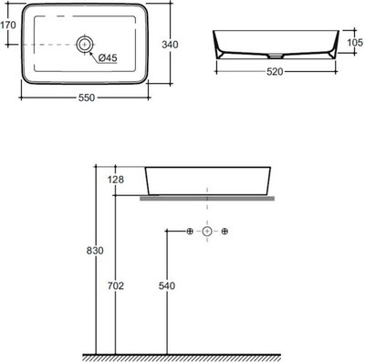 Умывальник Керамин Плаза 55 ФС