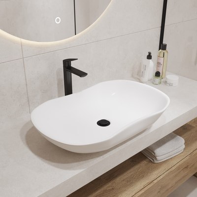 Умывальник Lauter 21570 + клапан 21190W + сифон 21635W (белый матовый)