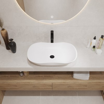 Умывальник Lauter 21570 + клапан 21190W + сифон 21635W (белый матовый)