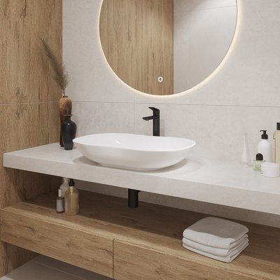 Умывальник Lauter 21570 + клапан 21190W + сифон 21635W (белый матовый)