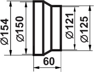 Переходник воздуховода Семь ветров 125/150мм / 312