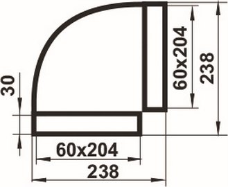 Колено воздуховода Семь ветров Горизональное 204x60 / 8281