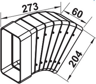 Колено воздуховода Семь ветров Горизональное универсальное 204x60 / 82810