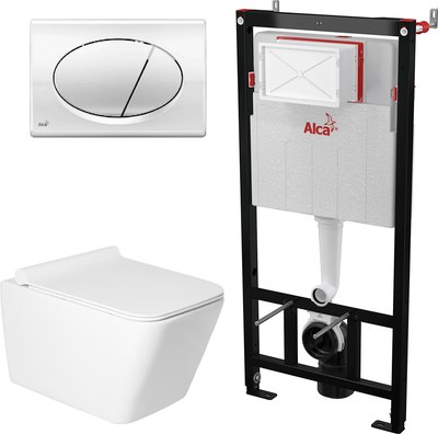 Унитаз подвесной с инсталляцией Saniteco KW-9004W + AM101/1120 + M71-BL-01 - фото