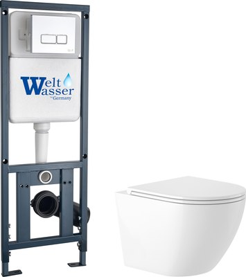 Унитаз подвесной с инсталляцией Saniteco KW-9003W + 410 + 410 SE CR