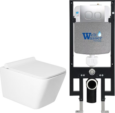 Унитаз подвесной с инсталляцией Saniteco KW-9004W + 497 + RD-CR - фото