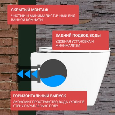 Унитаз подвесной с инсталляцией Saniteco KW-9004WS + 497 + RD-CR