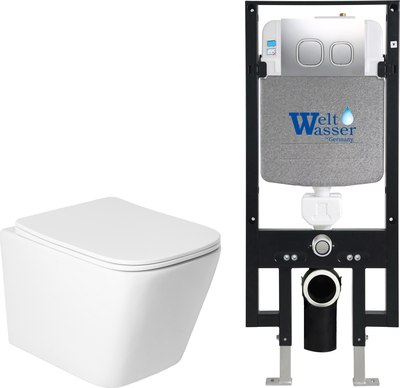 Унитаз подвесной с инсталляцией Saniteco KW-9004WS + 497 + RD-CR