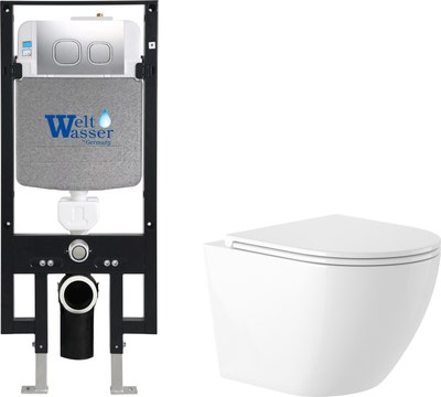 Унитаз подвесной с инсталляцией Saniteco KW-9003W + 497 + RD-CR