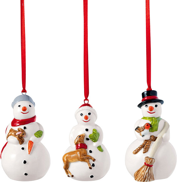 Набор новогодних подвесок Villeroy & Boch Nostalgic Ornaments Снеговики / 14-8331-6693 - фото