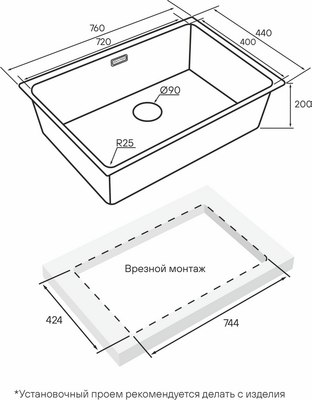 Мойка кухонная Paulmark YU76-GM