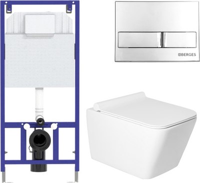 Унитаз подвесной с инсталляцией Saniteco KW-9004W + 525 040000 + L3 040013 - фото