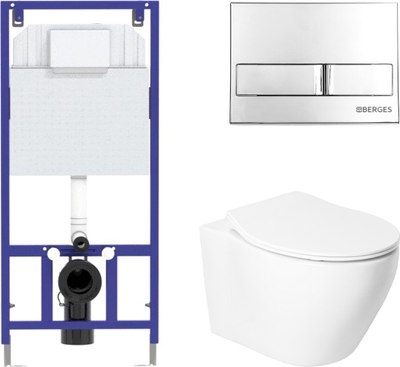 Унитаз подвесной с инсталляцией Saniteco KW-99046 + 525 040000 + L3 040013
