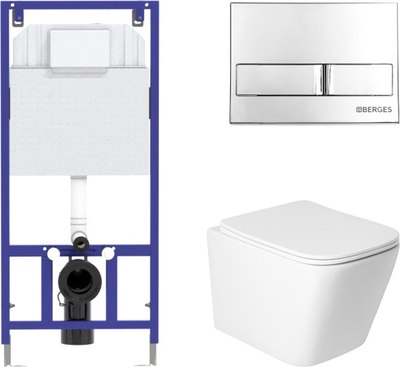 Унитаз подвесной с инсталляцией Saniteco KW-9004WS + 525 040000 + L3 040013