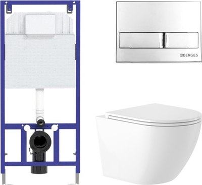 Унитаз подвесной с инсталляцией Saniteco KW-9003W + 525 040000 + L3 040013