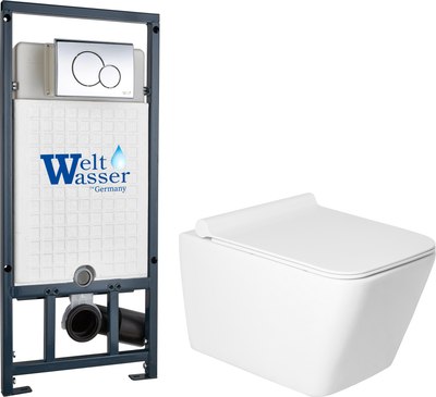 Унитаз подвесной с инсталляцией Saniteco KW-9004W + Marberg 507 + Marberg 507 RD CR - фото