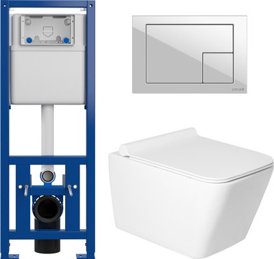 Унитаз подвесной с инсталляцией Saniteco KW-9004W + 64077 + S-IN-MZ-LINK_PRO - фото