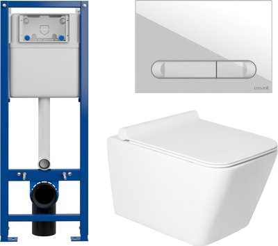 Унитаз подвесной с инсталляцией Saniteco KW-9004W + 64109 + S-IN-MZ-VECTOR - фото