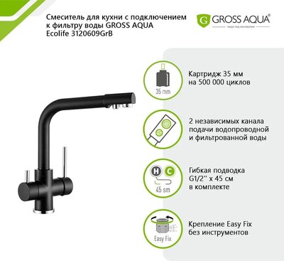Смеситель Gross Aqua Ecolife 3120609GrB