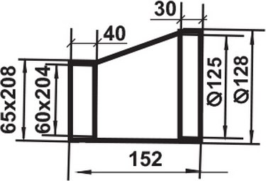 Переходник воздуховода Семь ветров 204x60 125мм / 812