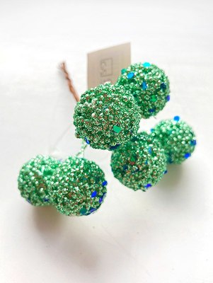 Ветка новогодняя Geliu sala Бирюзовые шарики / BRS23-22-1036/GRBL