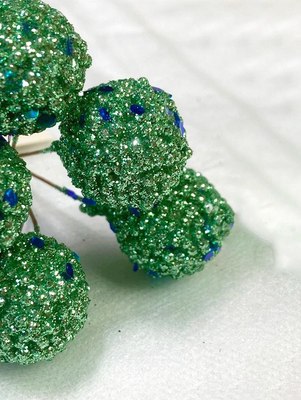 Ветка новогодняя Geliu sala Бирюзовые шарики / BRS23-22-1036/GRBL