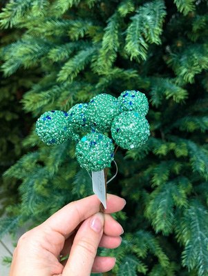 Ветка новогодняя Geliu sala Бирюзовые шарики / BRS23-22-1036/GRBL