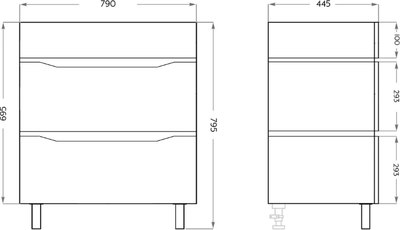 Тумба под умывальник Vako Фрост Слим 80 / 20155