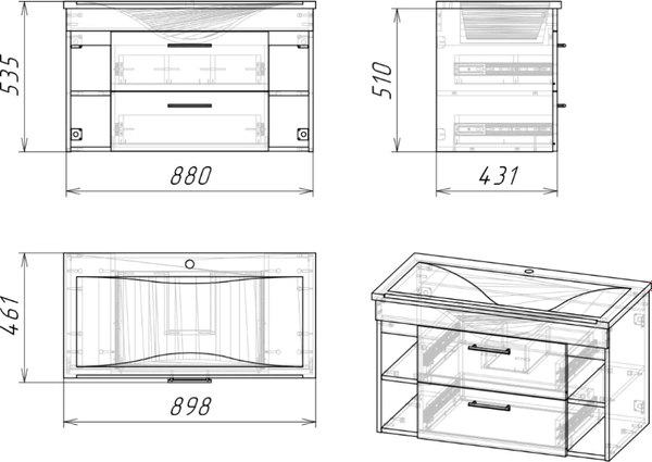 Тумба под умывальник Axus Миранда 90