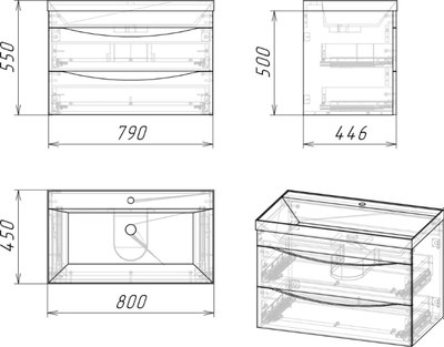Тумба под умывальник Axus Найроби 80