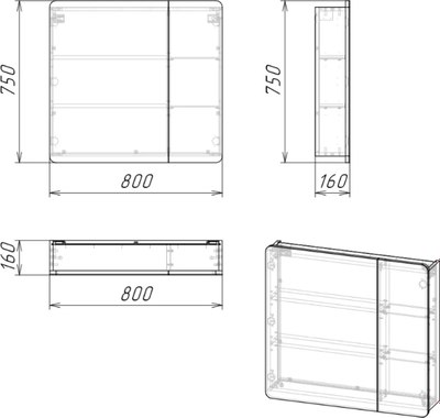 Шкаф с зеркалом для ванной Axus Найроби 80