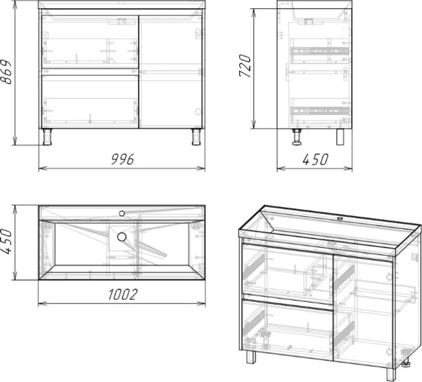 Тумба под умывальник Axus Джой 100