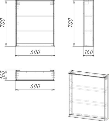 Шкаф с зеркалом для ванной Axus Джой 60