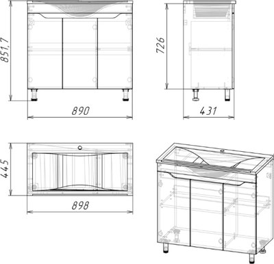 Тумба под умывальник Axus Фламини 90