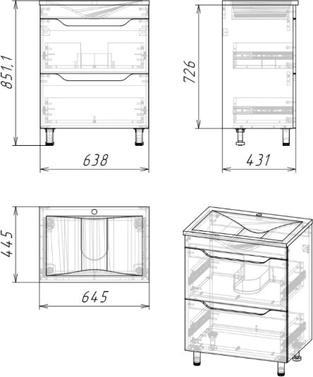 Тумба под умывальник Axus Фламини 65
