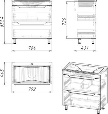 Тумба под умывальник Axus Фламини 80