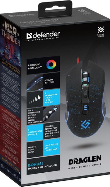 Мышь+коврик Defender Draglen GM-907 / 52907
