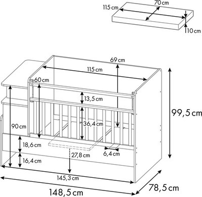 Детская кровать-трансформер Polini Kids Ameli 1150 / 0002759.174