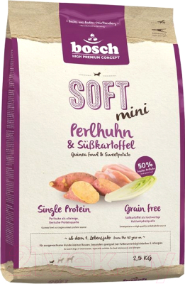 Полувлажный корм для собак Bosch Petfood Soft Mini Guinea Fowl&Sweetpotato (2.5кг) - фото