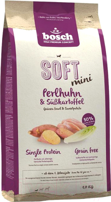 Полувлажный корм для собак Bosch Petfood Soft Mini Guinea Fowl&Sweetpotato (1кг) - фото
