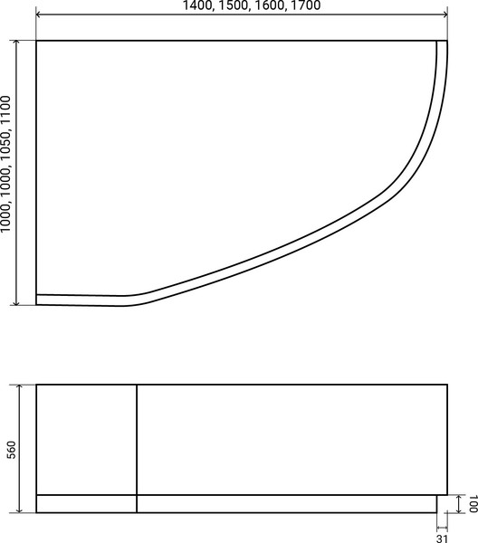 Ванна акриловая Lauter Valencia 160x105 / 2102160L