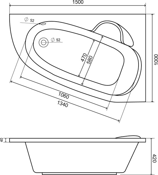 Ванна акриловая Lauter Valencia 150x100 / 2102150R