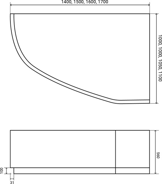 Ванна акриловая Lauter Valencia 150x100 / 2102150R