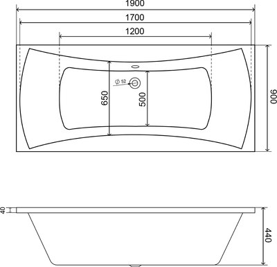 Ванна акриловая Lauter Belgravia 190x90 с каркасом 220000К3 / 21110190