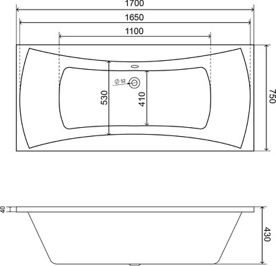 Ванна акриловая Lauter Olympia 170x75 с каркасом 220000К2 / 21100075